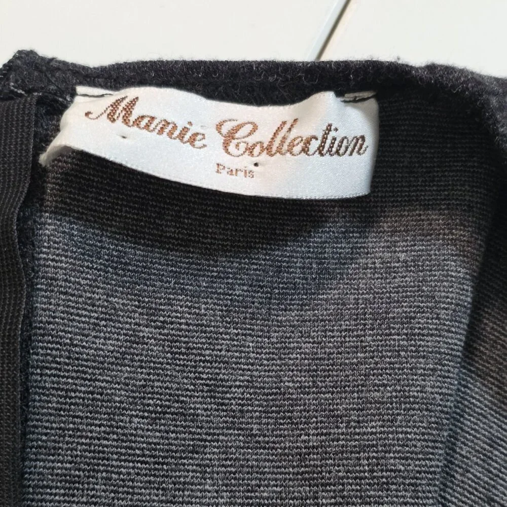 Manie Collection Paris Sweater Womens M Gray LS Cotton Blend Retro France Made - Picture 3 of 16